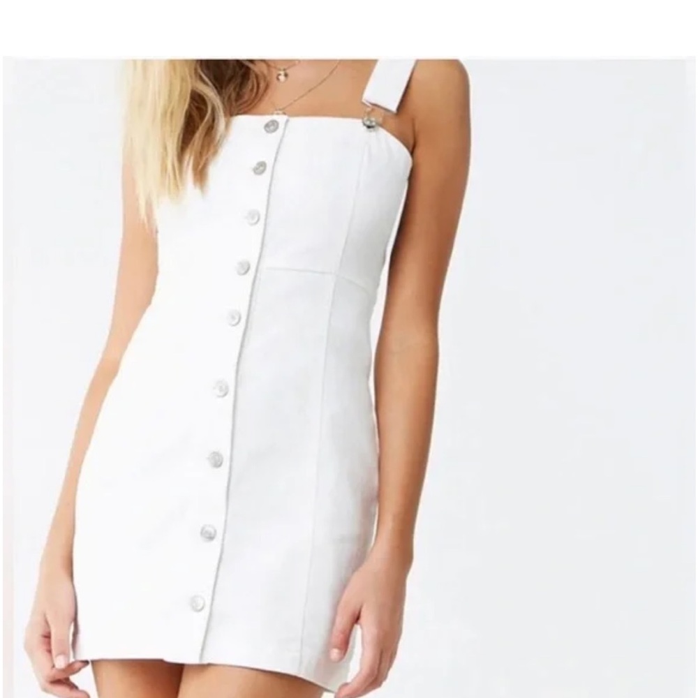 Forever 21 Button Up White Overall Dress
